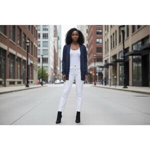 Navy Blue Open-Front Cardigan Sweater